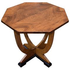 Original English 1930s Art Deco Walnut Occasional Table
