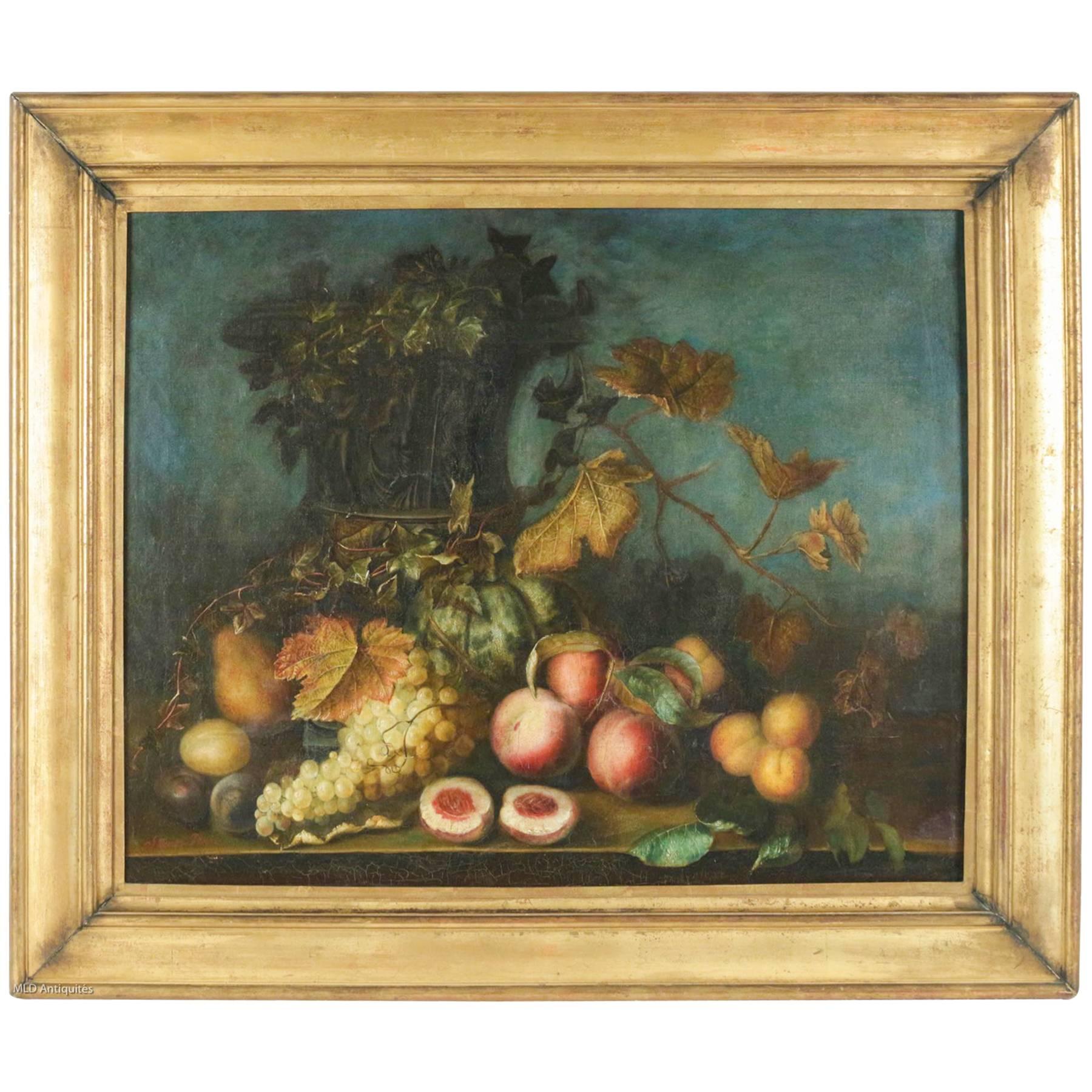 Simon Saint Jean Oil on Canvas Still Life with Fruits, circa 1830-1840