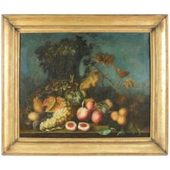 Antique Simon Saint Jean Oil on Canvas Still Life with Fruits, circa 1830-1840