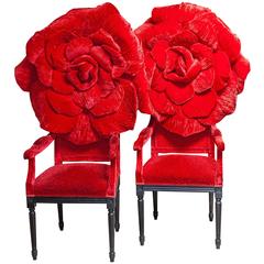 20th Century Rosa Flower Chairs by Italian Artist Carla Tolomeo