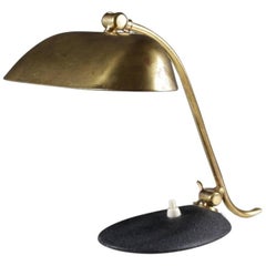 Sculptural Scandinavian Mid-Century Desk Lamp in Brass