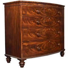 Antique 19th Century Mahogany Bow Fronted Chest of Draws