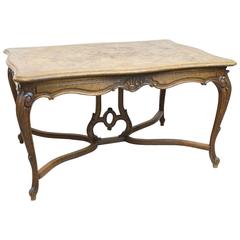 19th Century French Provincial Extension Dining Table in Oak with Parquetry Top 3