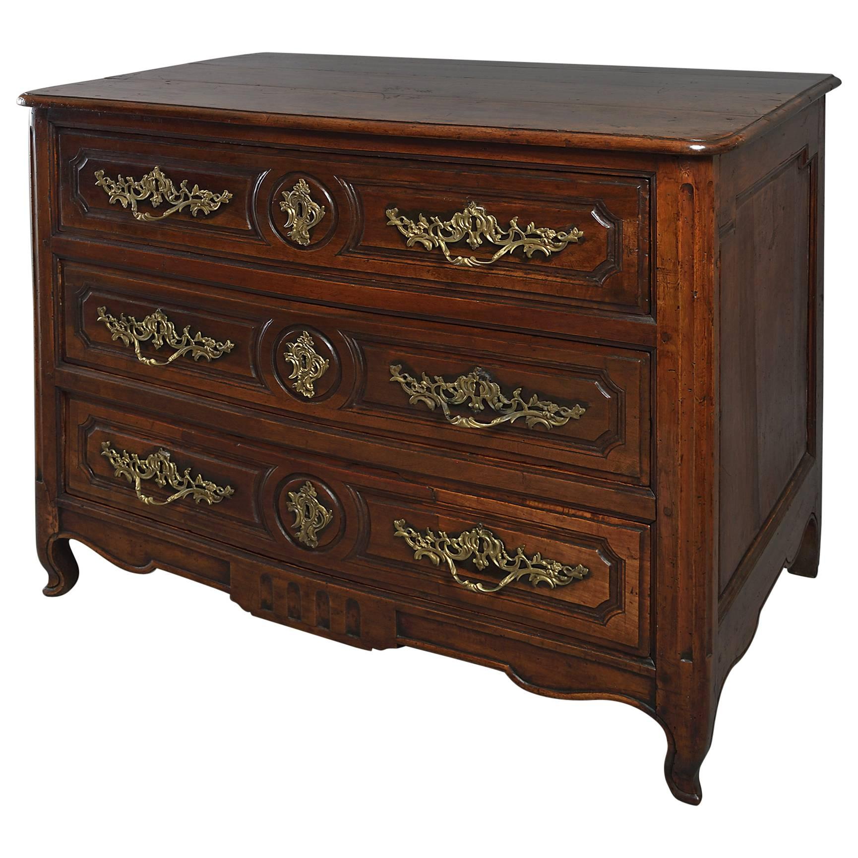 18th Century Louis XV Period Rococo Walnut Commode or Chest of Drawers