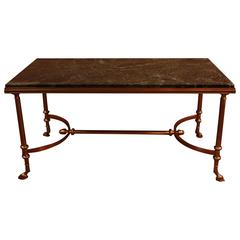 French Mid-Century Marble-Top Bronze Coffee Table French Mid-Century Marble-Top Bronze Coffee Table