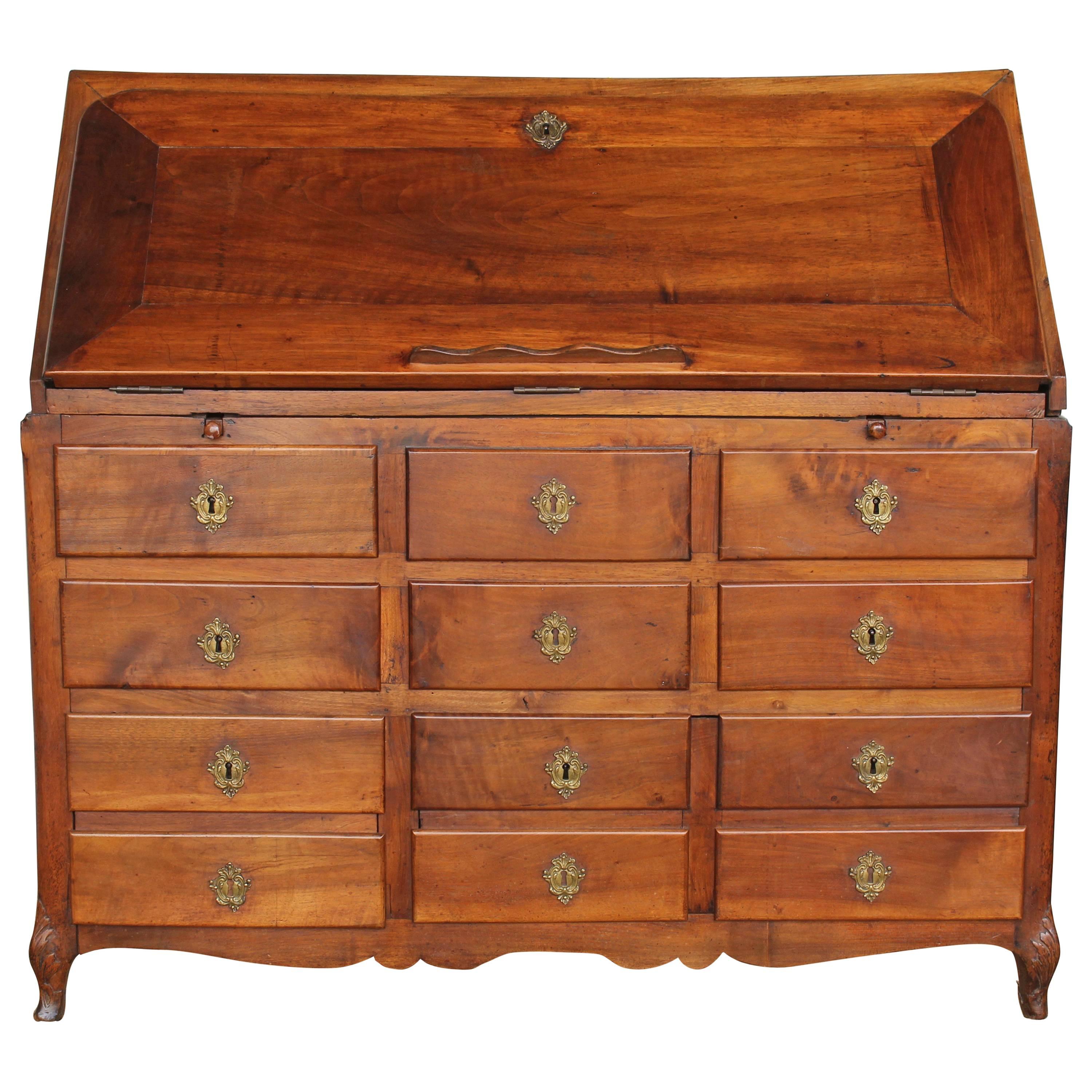 Louis XV Period Fruitwood Drop Front Desk For Sale