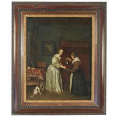 Oil on Canvas 19th Century Dutch School Lady Washing Her Hands 12