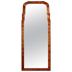 Scarlet Chinoiserie Decorated Queen Anne Style Mirror