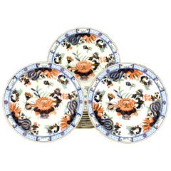 Vintage Set of 12 Royal Crown Derby Imari Decorated Dessert Plates for Tiffany