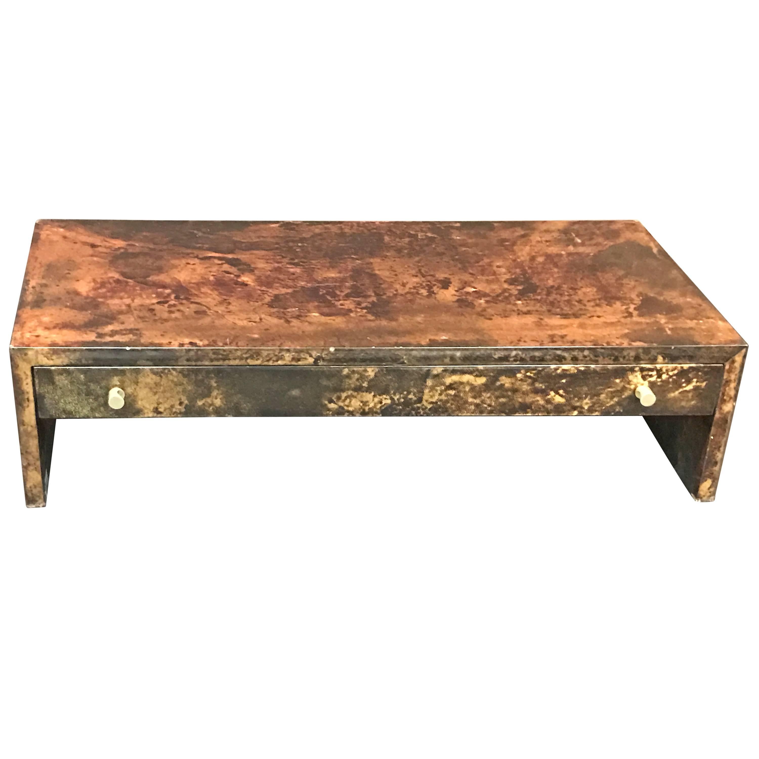 Gorgeous Lacquered Goatskin Low Coffee Table or Accent Table by Aldo Tura For Sale