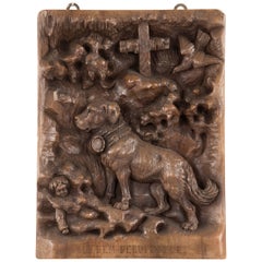 German Wood Carving of a Rescue Dog