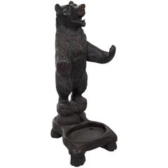 German Black Forest Carved Bear Umbrella Stand