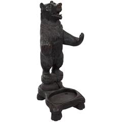 German Black Forest Carved Bear Umbrella Stand 12
