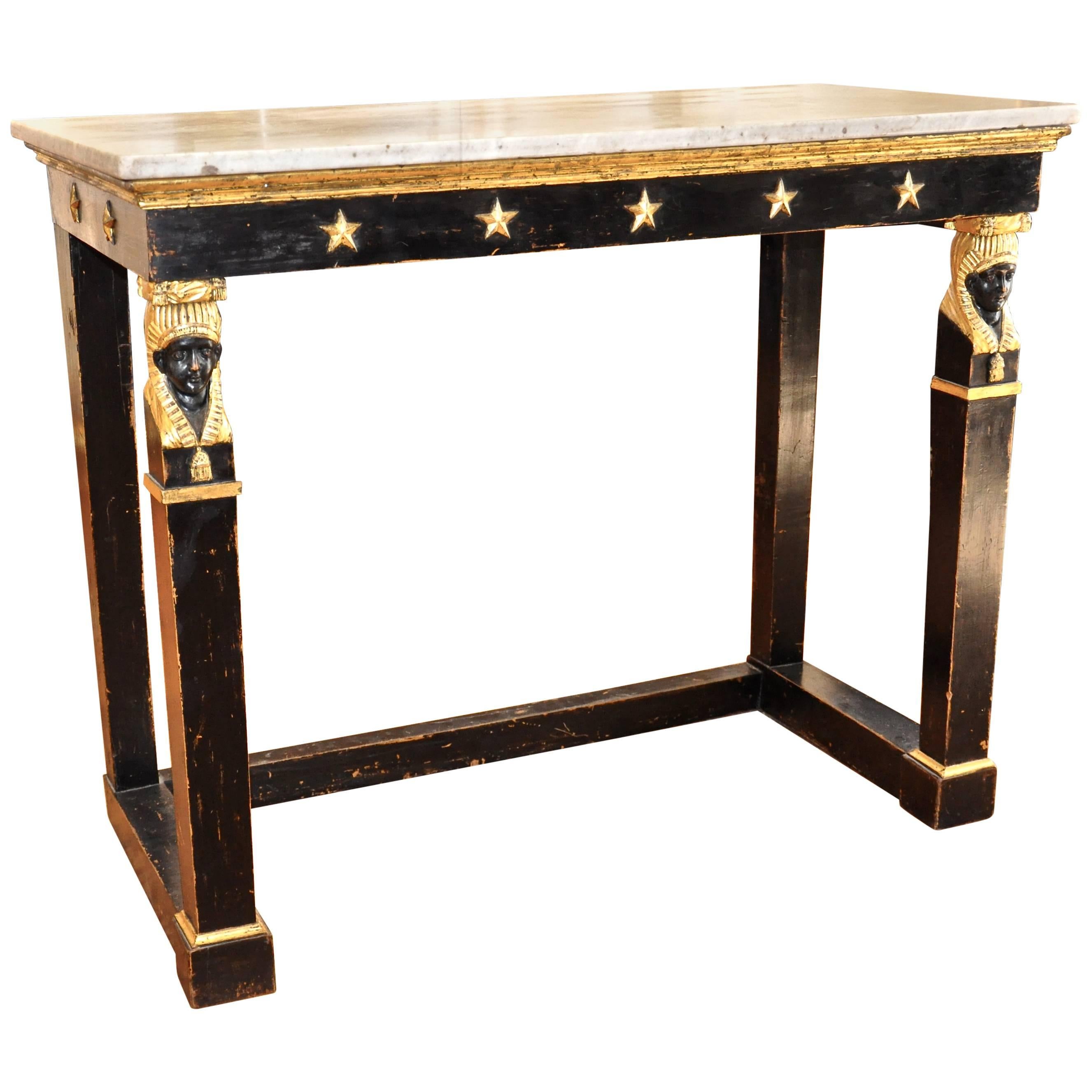 Chic Period Italian Carved and Gilt Neoclassical or Empire Console Table For Sale