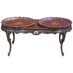 Louis XVI Style Parquetry Inlaid Tray Top Coffee Table 7