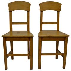 Pair of Pine Plank Seat Chairs
