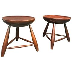 Super Pair of Wooden Stools or Side Tables in the Manner of Charlotte Perriand