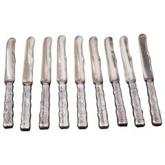 Tiffany & Co Lap over Edge Acid Etched Breakfast Knives, circa 1880