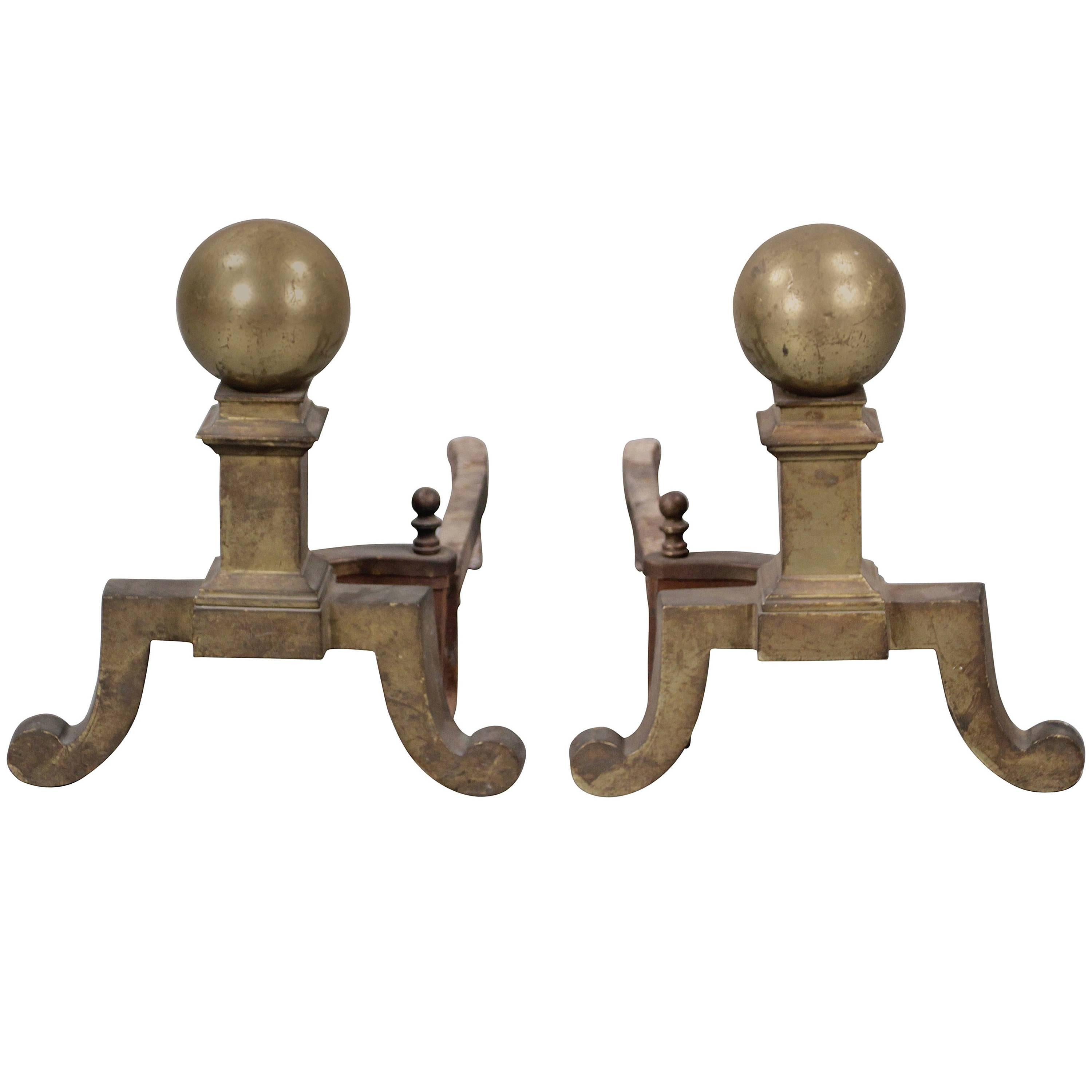 Antique Pair of Small Scale Andirons For Sale