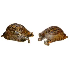 Vintage 1970s Brass Turtle Boxes