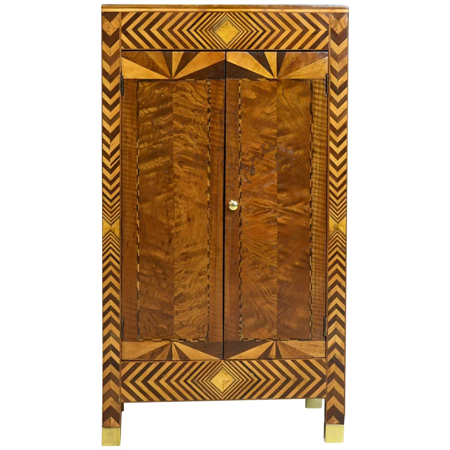 American Art Deco Cabinet with Marquetry Inlays, circa 1920s