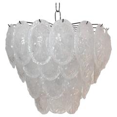 Sublime Murano Frosted Glass Leaves Chandelier by A.V. Mazzega, Italy, 1970s 7