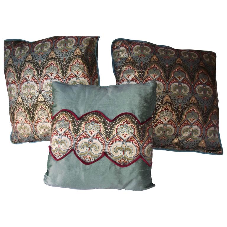 Art Deco Pillows in Jayson Yenter Designed Metallic Fabric, Throw Pillow at 1stdibs