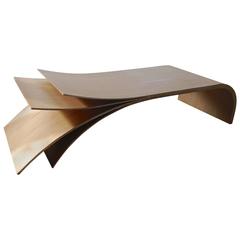 Large French Handcrafted Organic Birch and Oak and Wax Rectangular Coffee Table 3