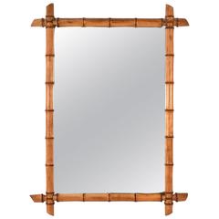 Antique French Bamboo Motif Mirror