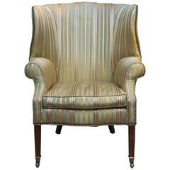 Vintage Wing Chair in Silk