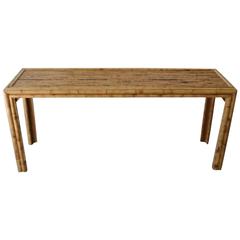 Mid-Century Bamboo Parsons Style Console Table