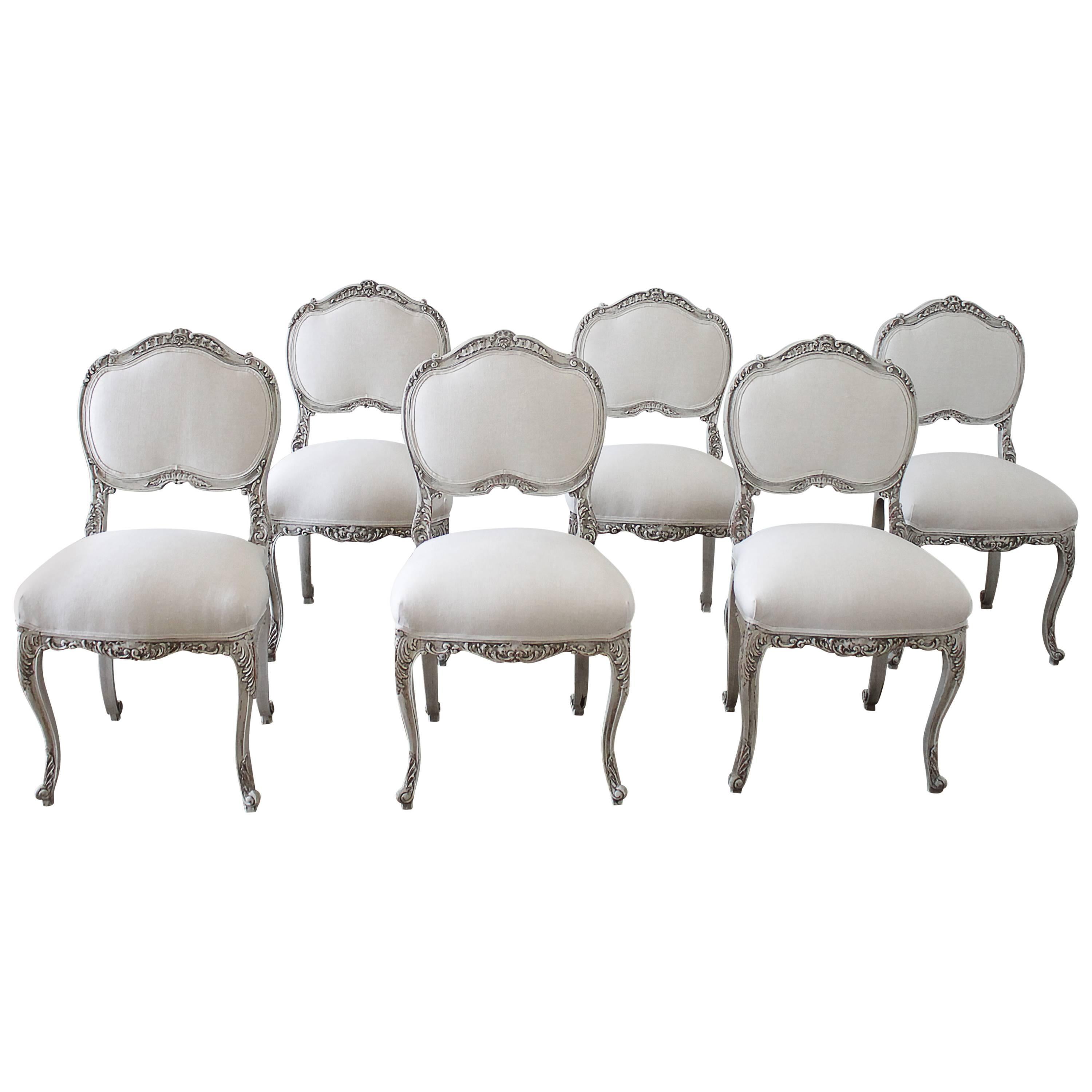 Late 19th Century Set of 6 French Louis XV Dining Chairs