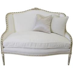 20th Century Original Painted French Louis XVI Style Settee in Linen