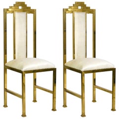 Vintage Four Italian Brass 'Skyscraper' Chairs