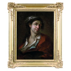 Rare 18th Italian Old Master Auto Portrait of the Artist, Rococo Style, Signed