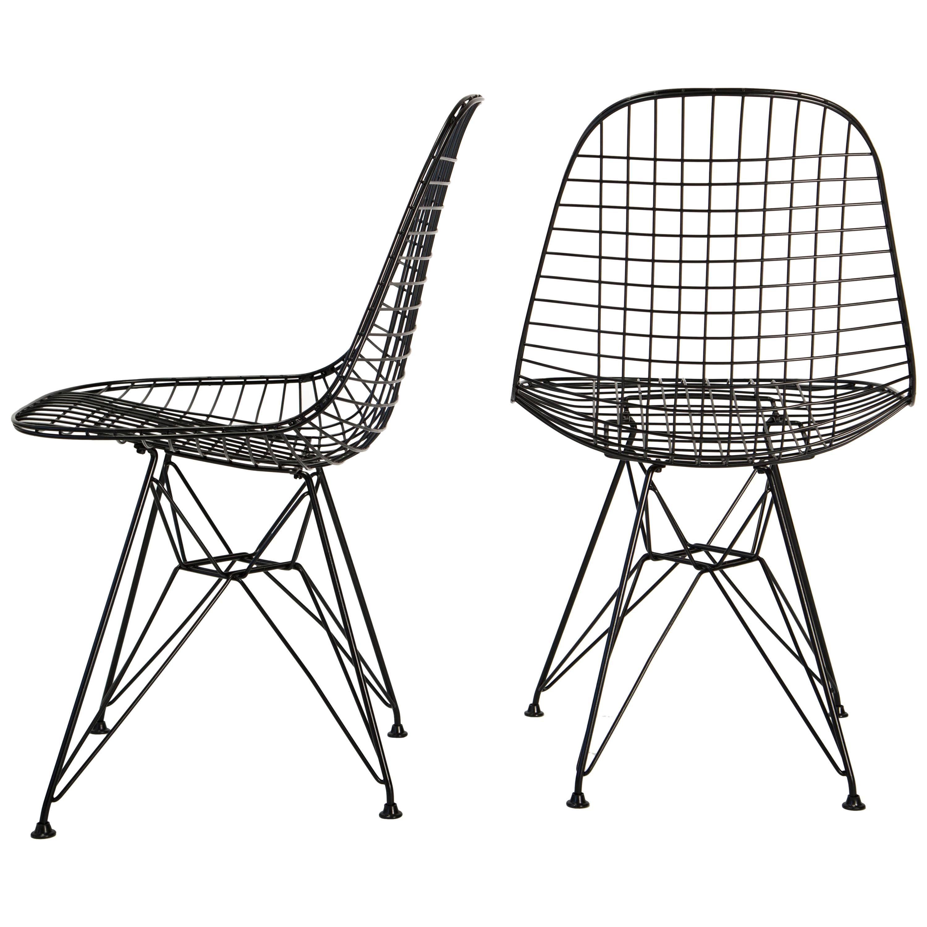 Pair of Eames Wire Chairs DKR Eiffel Tower Base