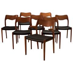 Set of Eight Danish Teak Niels Moller Dining Chairs