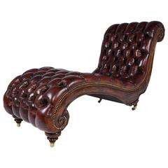 Vintage Chesterfield Tufted Leather Chaise Lounge