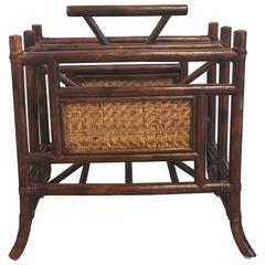 1960s Faux Bamboo and Rattan Large Magazine Rack 3