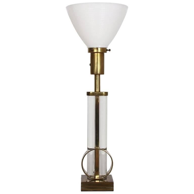 Gilbert Rohde Glass and Brass Table Lamp