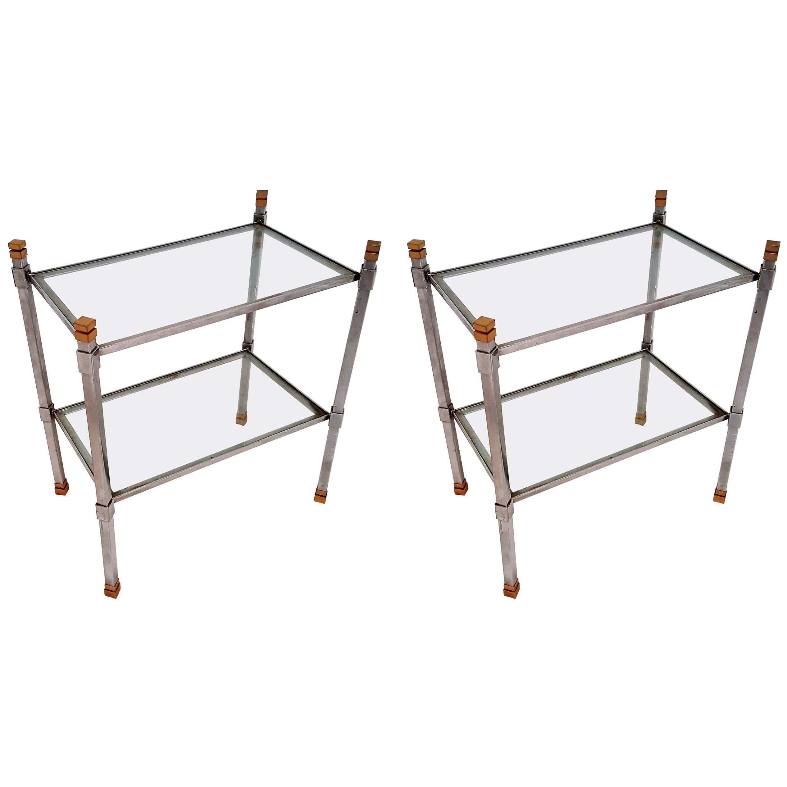 Pair of Mid-Century Two-Tiered Accent Tables Attributed to Romeo Rega For Sale