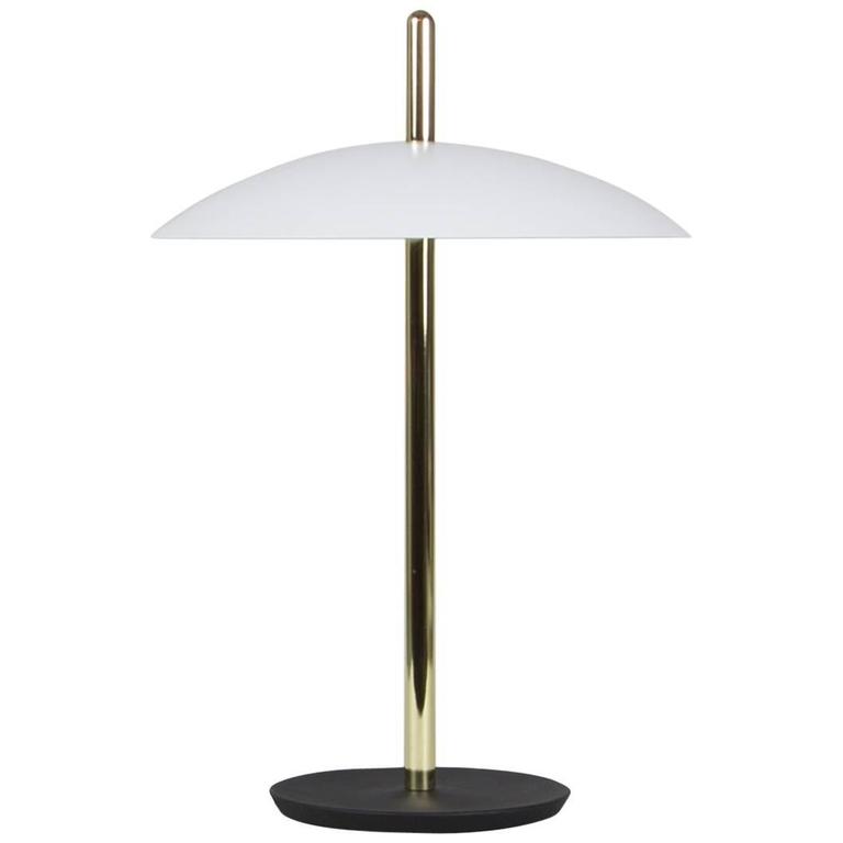 Signal Table Light from Souda, White x Brass, Modern Desk Lamp, LED For
