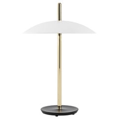 Lampe de bureau Signal de Souda, blanche et en laiton, fabriquée sur commande