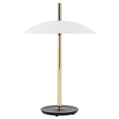 Lampe de bureau Signal de Souda, blanche et en laiton, fabriquée sur commande