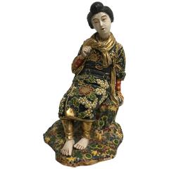 1960s Asian Geisha Polychrome Statue