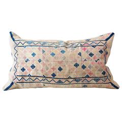 Antique Zhuang Piecework Cushion in Pinks with Accents of Indigo, Large