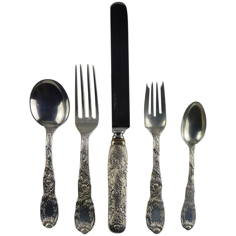 Tiffany Sterling Silver 60Piece Place Setting Chrysanthemum Pattern at