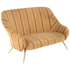 Charming Italian Mid-Century Modern Settee with Bronze Legs 1