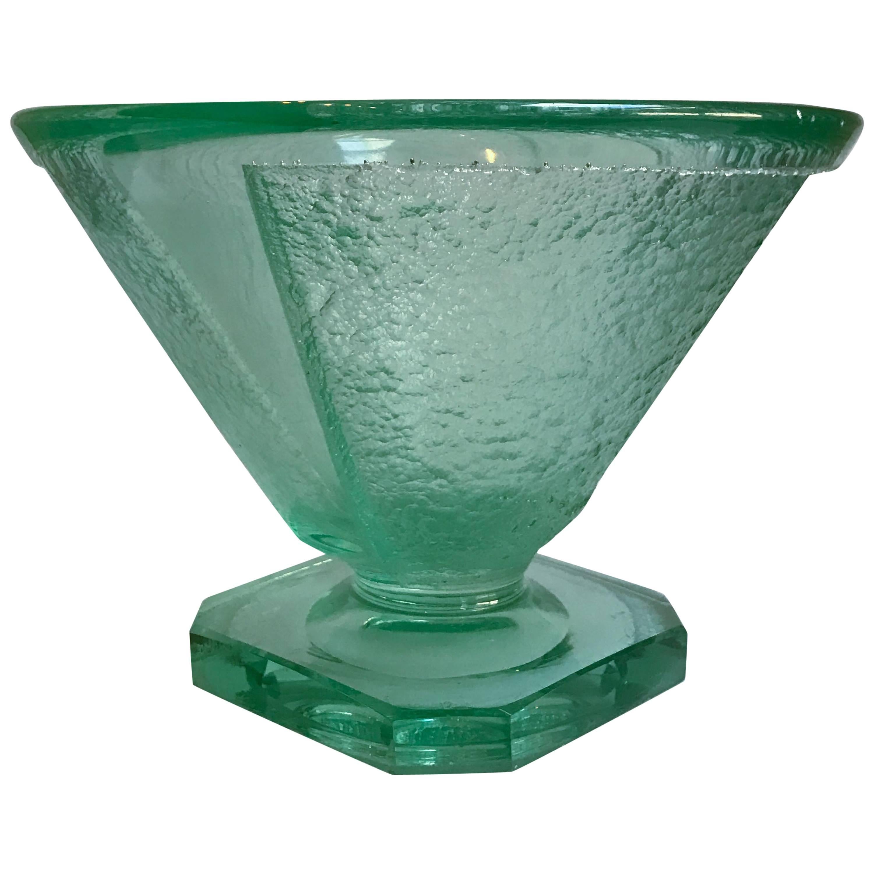 Green Vessel Attributed to Daum For Sale