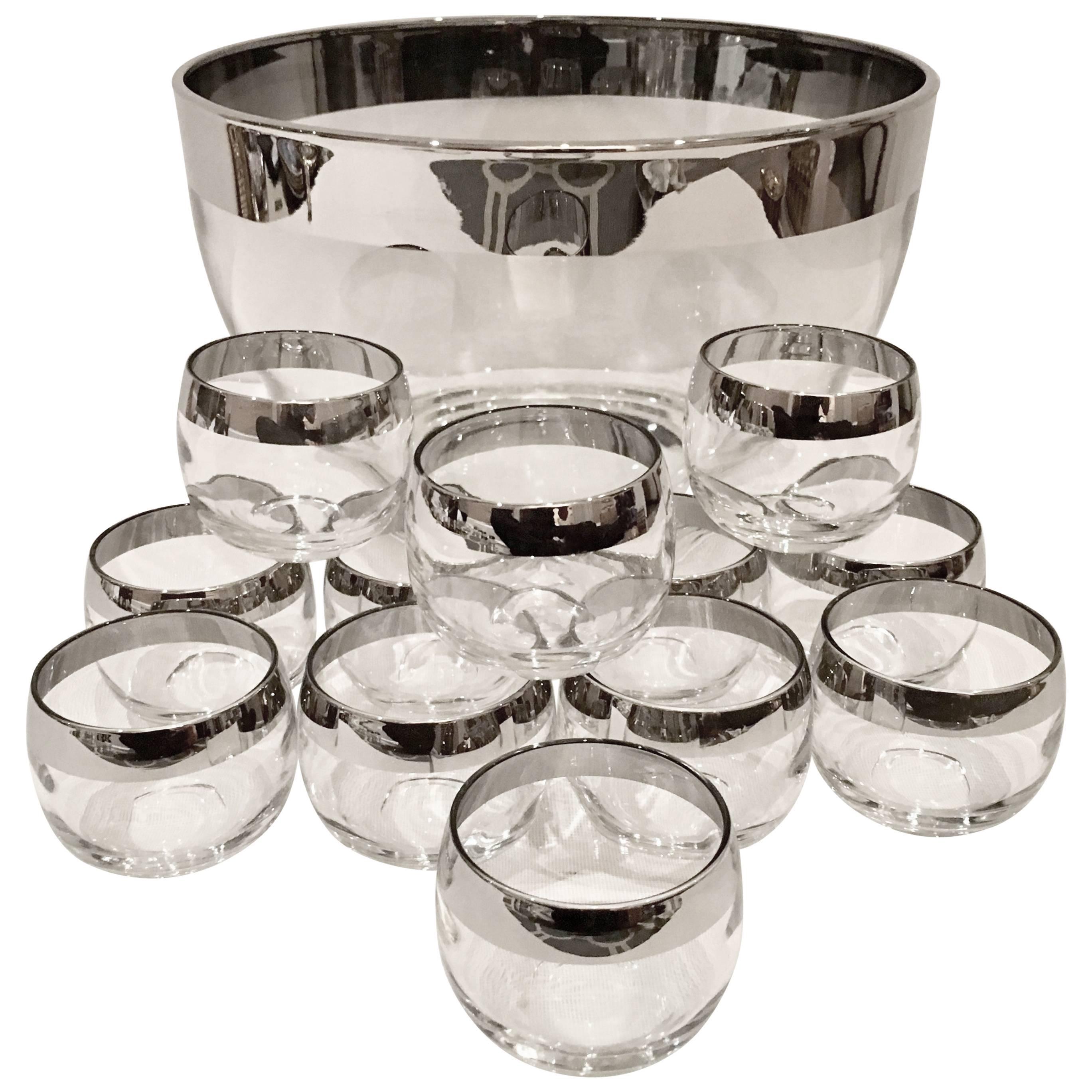 Mid-Century Dorothy Thorpe Sterling Silver Overlay Drinks 13 Piece Set